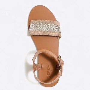 J crew raffia tan ankle strap sandal size 10